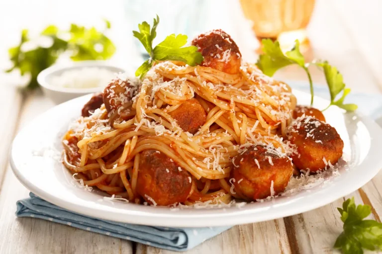 Spaghetti Meatballs On A Plate